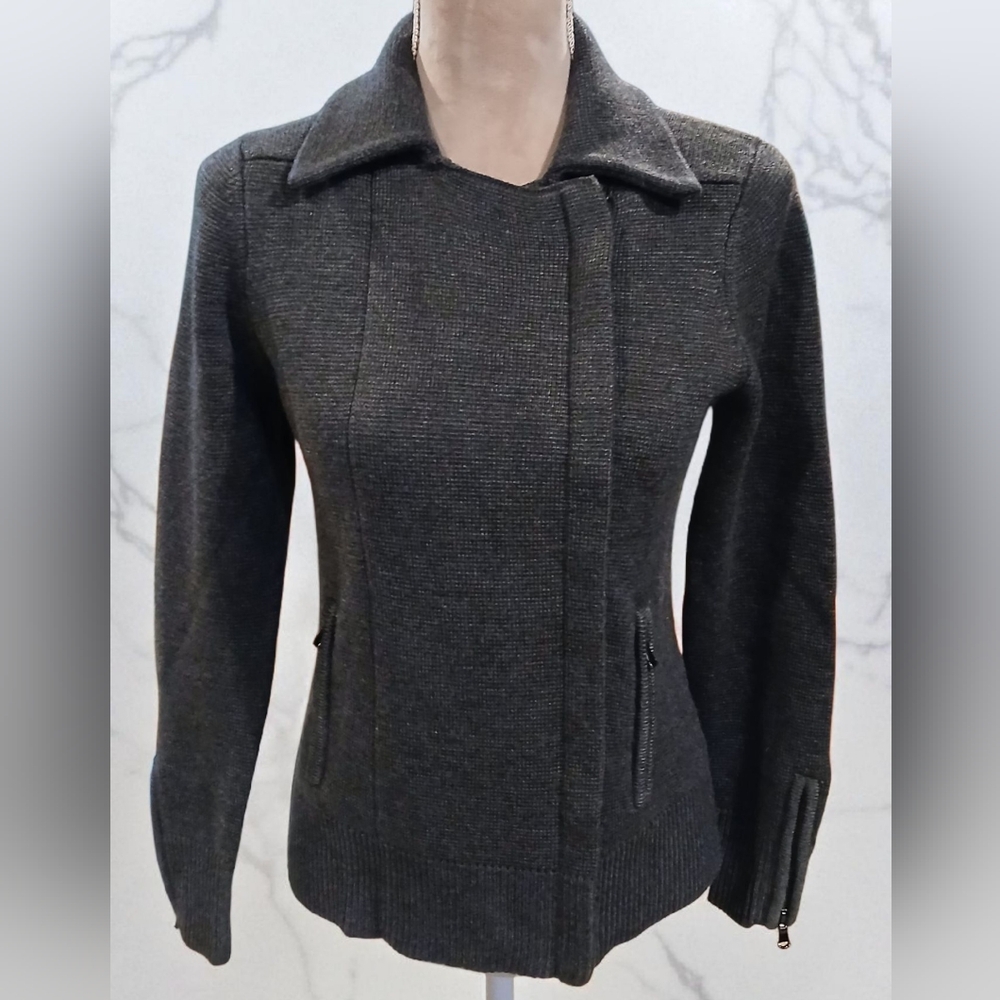 Victor Alfaro Wool Blend Grey Assymetical Jacket Womans Small Minimalist Moto